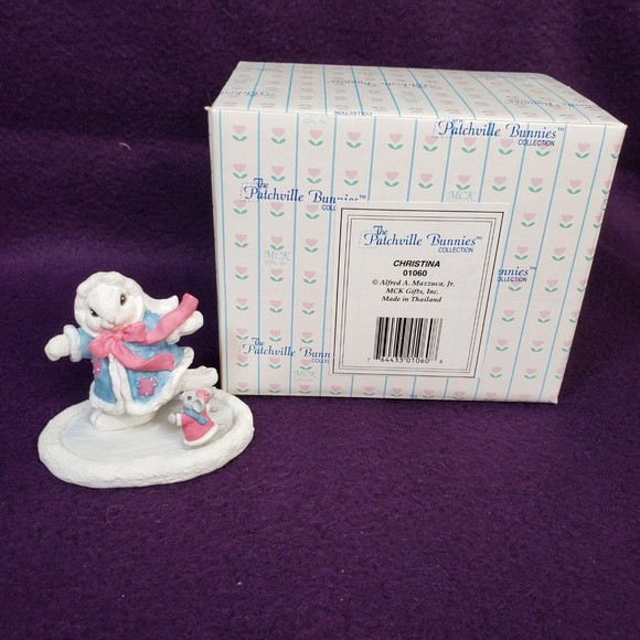 Patchville Bunnies Christina w/ original box 1995 Easter Bunny Rabbit Skating - Picture 3 of 7